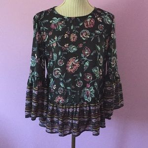 NWT* BEACHLUNCHLOUNGE Black Floral Suzy Shirt